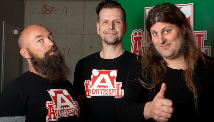 Jimmy Wilhelmsson, Dan Algstrand och Orvar Säfström - skaparna av boken om Äventyrsspel från 2015.